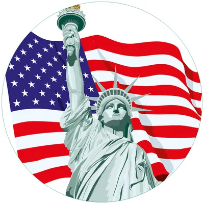 Produktbild von Wallario Premium Glasbild, freischwebende Optik, kräftige Farben, rund 50cm Durchmesser, Motiv Freiheitsstatue USA