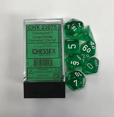 Produktbild von Chessex - Translucent - 7-Die Set - Green/White