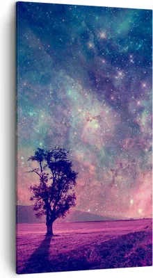 Produktbild von Bild auf Leinwand - Leinwandbild - Einteilig - Kosmos Baum Wiese - 45x80cm - Wand Bild - Wanddeko - Wandbilder - Leinwanddruck - Bilder - Wanddekoration - Leinwand bilder - Wandbild - PA45x80-4225