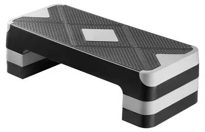 Obrázok produktu pre Nastaviteľná aerobická plošina SucceBuy (výška 10,16 – 20,32 cm) s nosnosťou 250 kg, s protišmykovým povrchom, ideálna na domáce cvičenie, kardio a posilňovacie cviky, farba: sivá