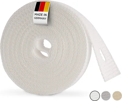 Produktbild von Rollladenband 6 m, 14 mm, UV-beständig, reißfest, für Türen und Fenster, grau-weiß