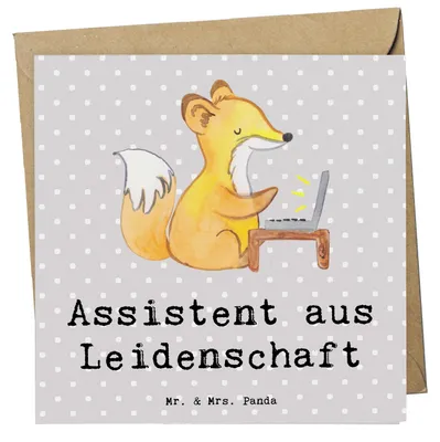Produktbild von Mr. & Mrs. Panda doppelkarte Assistent Leidenschaft - Grau Pastell - Geschenk, Glückwunschkarte, faltkarte, Grußkarte, anlasskarte, Klappkarte