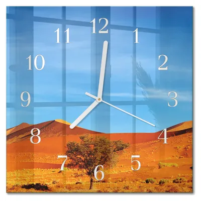 Produktbild von Tulup Glasuhr Wanduhr Küchenuhr Echt-Glas 30x30 cm Modern Dekorativ Geräuschlos Weiße Zeiger - Wüste