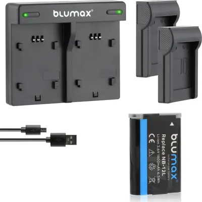 Produktbild von 1x Akku + Lader passend für Canon NB-12L  LEGRIA mini X VIXIA mini X 1800 mAh