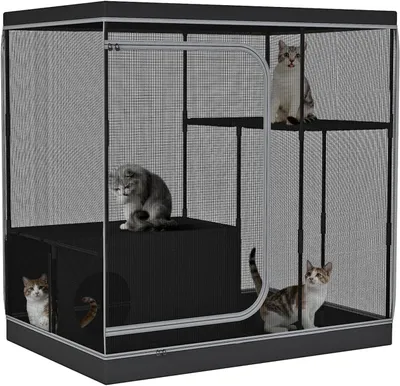 Image de Cage pour chat, modèle 333WPC07BB, couleur noire
