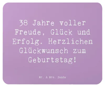 Produktbild von Mr. & Mrs. Panda Mauspad Spruch 38. Geburtstag Freude - Lavendeltraum - Geschenk, 38 Jahre, Geburtstagsspruch, Happy Birthday, Alter, Erinnerungen, laptop mousepad