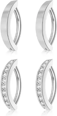 Imagen del producto de Piercing para el ombligo, calibre 14G, juego de 4 unidades, acero quirúrgico, para hombres y mujeres