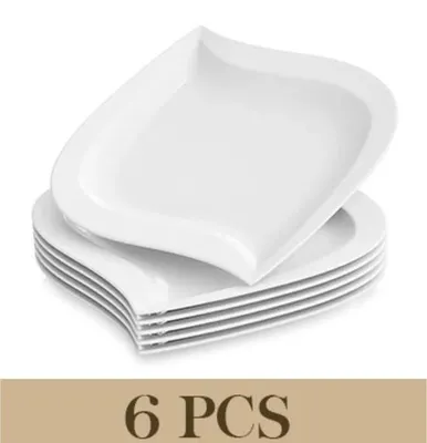 Produktbild von Ovales Porzellan-Dessertbord-Set 6-teilig weiß temperaturbeständig