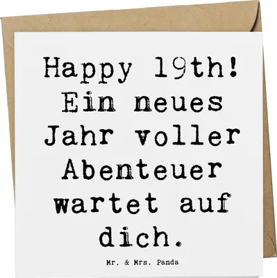 Produktbild von Mr. & Mrs. Panda Glückwunschkarte Spruch 19. Geburtstag Abenteuer - Weiß - Geschenk, faltkarte, Happy 19th, anlasskarte, Lachen, Alter, Grußkarte, besonderer Anlass