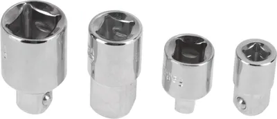 Obrázek produktu pro 4 ks stříbrné redukce z chrom-vanadiové oceli 1/2", 3/8", 1/4" pro adaptéry klíčů