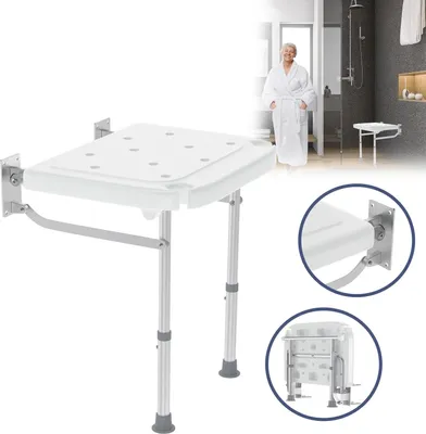 Image de Tabouret de douche XINZI Chaise de douche Hauteur réglable Tabouret de bain avec pieds antidérapants Aide à la douche Siège de bain Siège de douche pour personnes âgées, femmes enceintes