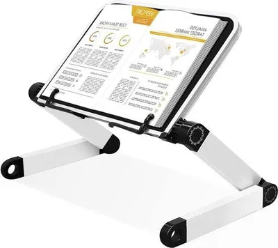 Image de Support de livre de cuisine ergonomique, flexible, portable, rabattable, avec pinces à papier