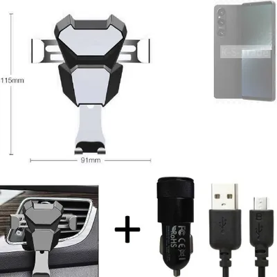 Produktbild von K-S-Trade KFZ Halterung kompatibel mit Sony Xperia 1 V Halterung Lüftungshalterung Lüftungsschlitz schwarz-silber Autohalterung Handy inkl. KFZ