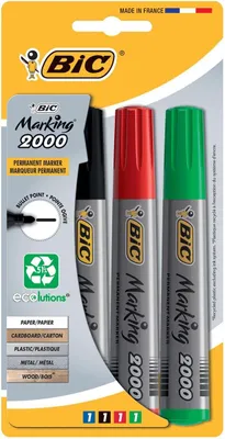 Produktbild von Bic - Permanentmarker 2000, Box mit 4 Stück in verschiedenen Farben
