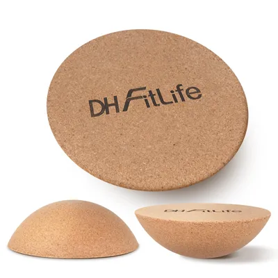 Produktbild von DH FitLife Kork Halbkugel für Surf Balance Board, 30x10cm, 360° Rutschfest & Bodenschonend, 100% Naturkork, Passend für alle Balance-Boards
