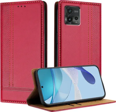 Obrázek produktu pro Pouzdro pro Motorola Moto G72 kožené flipové pouzdro s funkcí stojánku červené