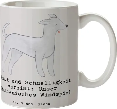 Produktbild von Mr. & Mrs. Panda Kaffeetasse Italienisches Windspiel - Grau Pastell - Geschenk, Hunderassen, Tasse, Familienhund, Schnelligkeit, Hunderasse, Hund, Hundeliebhaber, Becher