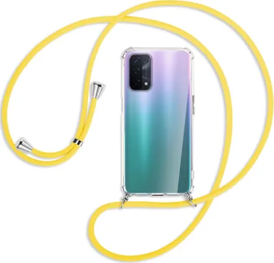 Produktbild von Handykette Backcover-Schutzhülle mit Band (Metall silberfarben) für Oppo A54 5G / A74 5G (CPH2197) - gelb