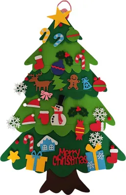 Productafbeelding van Felt Christmas Tree with 32Pcs Ornaments Wall Hanging Tree Decoration for Household