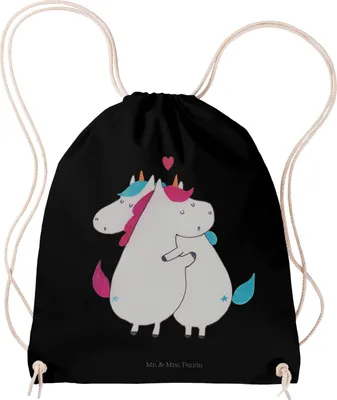 Produktbild von Mr. & Mrs. Panda Jutebeutel Einhorn Mitteilung - Schwarz - Geschenk, Einhörner, Beutel, wander rucksack, Turnbeutel, Unicorn, gym tasche, Lustig, Gymbag, Liebe, Spruch