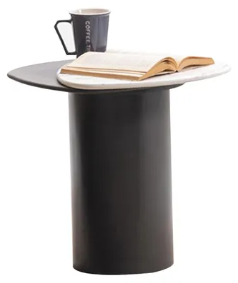 Obrázok produktu pre Čierny odkladací stolík Elegantný zaoblený konferenčný stolík Kovová konštrukcia