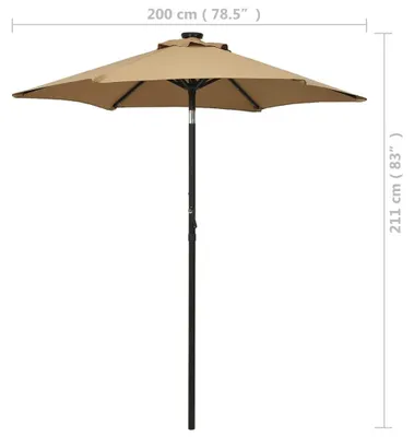 Produktbild von vidaXL Sonnenschirm mit LED-Beleuchtung Taupe 200x211 cm Alu
