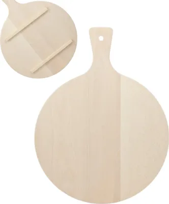 Zdjęcie produktu dla DESKA DO KROJENIA OKRĄGŁA z rączką kwadratową Z NÓŻKAMI bukowa 30cm solidna