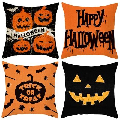 Kissenbezug 45x45 cm, 4er-Set, Halloween-Dekokissenbezug
