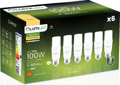 Zdjęcie produktu dla 6x Żarówka LED E27 Tubularna T45 15W = 100W 1521lm 3000K Ciepła 200° LUMILED