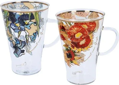 Zdjęcie produktu dla Szklana filiżanka do cappuccino z kwiatowym ornamentem