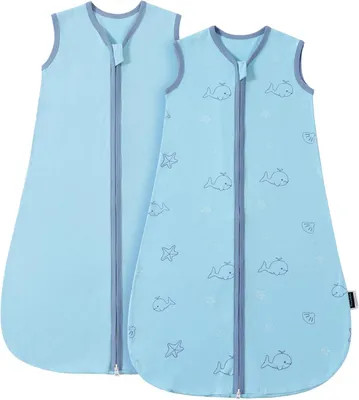 Imagen del producto de Saco de dormir para bebé de 0,5 Tog, fabricado en algodón orgánico, para bebés de 0 a 6 meses, con cremallera doble, ideal para la noche