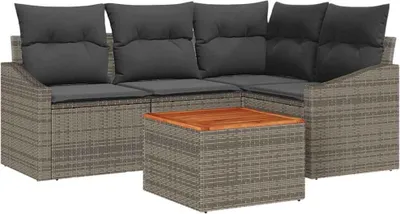 Produktbild von vidaXL Gartensofa-set mit Speicher 5 pcs Grau Poly-Rattan