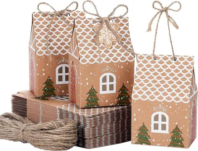 Produktbild von TsunNee Weihnachten Party Geschenkboxen Kraftpapier Süßigkeitskästen 50 Stück