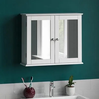 Produktbild von Famanu Spiegelwandkasten mit 2 Türen und Stauraum - Weiß