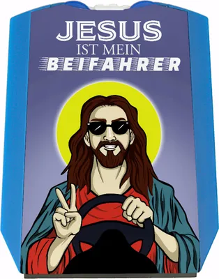 Produktbild von Jesus ist mein Beifahrer Parkscheibe mit 2 Einkaufswagenchips