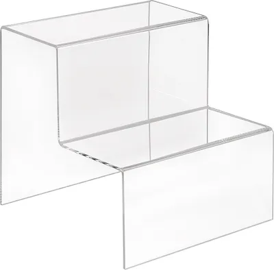 Produktbild von Dekotreppe 2-Stufig (200x200x200mm) aus glasklarem Acrylglas - Zeigis® / Stufendisplay / Präsentationstreppe / Treppendisplay / Treppenständer / Präsentations-Treppe / Warenträger / Acryl / Transparent