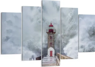 Produktbild von Bild auf Leinwand - Leinwandbild - 5 Teile - Laterne Meer Sturm - 150x100cm - Wand Bild - Wanddeko - Wandbilder - Leinwanddruck - Bilder - Wanddekoration - Leinwand bilder - Wandbild - EA150x100-5003
