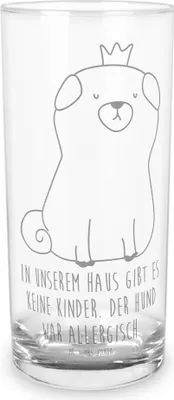 Produktbild von Mr. & Mrs. Panda Wasserglas Mops Krone 200 ml - Transparent - Geschenk, Haha, Glas, Longdrinkglas, Königlich, Cocktailglas, Hund, Tumbler, Lustig, Sprüche, Trinkglas