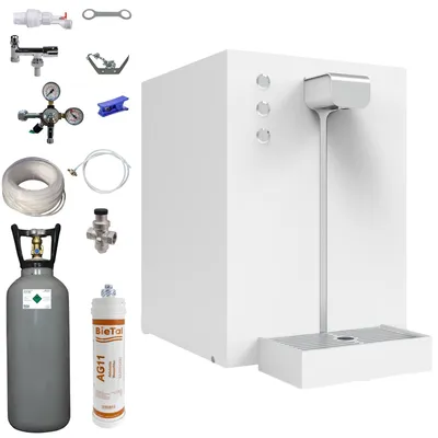 Produktbild von Premium Wassersprudler Sprudelwasser Gerät Anlage Flux 30 Plus weiss SET 6kg CO2