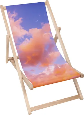 Immagine prodotto di Sdraio Dreamroots pieghevole in legno fino a 130 kg, sdraio pieghevole con regolazione dell'inclinazione dello schienale in 3 fasi, Colourfull Clouds