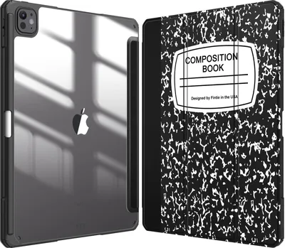 Produktbild von Fintie Hybrid Hülle für iPad Pro 13 Zoll (M4) 2024 mit Stifthalter - Stoßfeste Schutzhülle mit transparenter Hartschale auf der Rückseite Case für 13" iPad Pro M4, Notizblock Schwarz