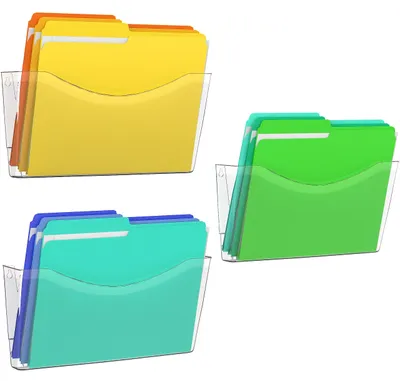 Imagen del producto de Soporte transparente para carpetas, juego de 3 unidades, ideal para oficina y hogar