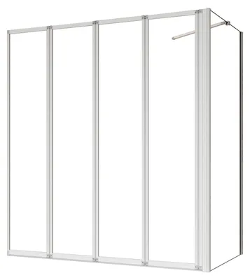 Produktbild von Duschspa 120x140cm Badewannenaufsatz 4-teilig Weiß Faltwand 4mm ESG Duschabtrennung mit 80cm Seitewand