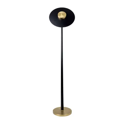 Produktbild von LED Stehleuchte Eisen Messing massiv warmweißes Licht 2700 K 1150 lm 145 cm hoch in Bronze hell Schwarz rund