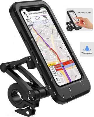 Produktbild von Fahrrad Motorrad Handy Halterung Halter Smartphone Wasserdicht bis 7,6 Zoll 360°, Schwarz