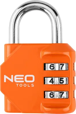 Productafbeelding van NEO TOOLS Cijferslot voor kast en schuifdeur – 66 x 43 x 22 mm – Robuust hangslot met een 3-cijferige code