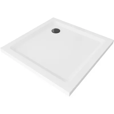 Obrázok produktu pre Mexen Flat štvorcová sprchová vanička slim 80 x 80 cm, biela, syfon čierna - 40108080B