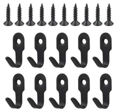Produktbild von 10 Mini-Wandhaken, Garderobenhaken, Einzelhaken, schwarzes Metall, kleine Eisenhaken mit 10 Schrauben für Schlafzimmer, Wohnzimmer und Küche