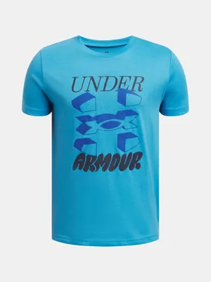 Productafbeelding van Under Armour Split Big Logo T-shirt met korte mouwen, blauw, voor jongens, maat 10-12 jaar, blauw
