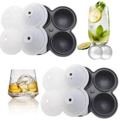 Produktbild von Eiswürfelform Silikon 2er-Pack 6 cm rund BPA-frei Schwarz